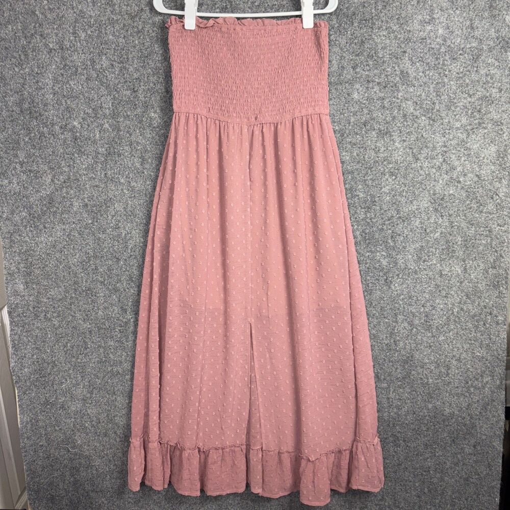 Listicle Dress Womens Size L Pink Mauve Pull on Smocked Lined Cottage Peasant